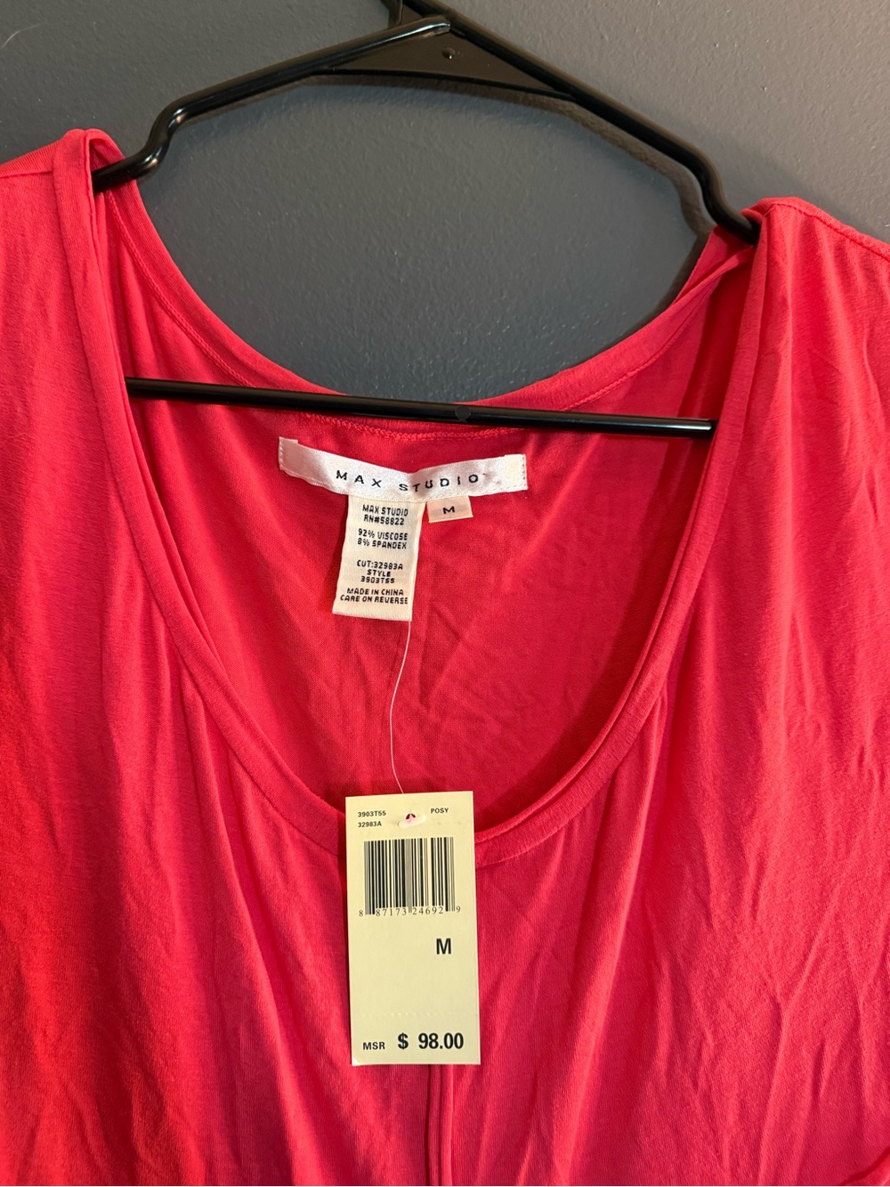 NWT, Bright Pink Twist-Front Cap Sleeve Dress - Picture 2 of 3